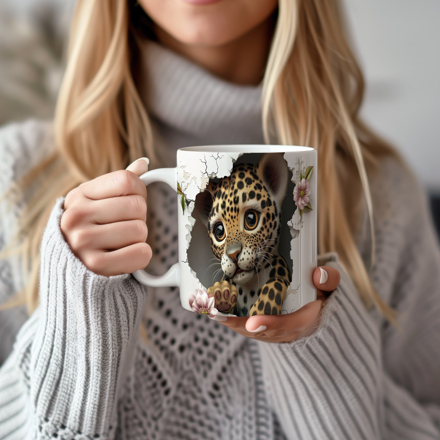 Hrnek s roztomilým leopardem – 3D efektem