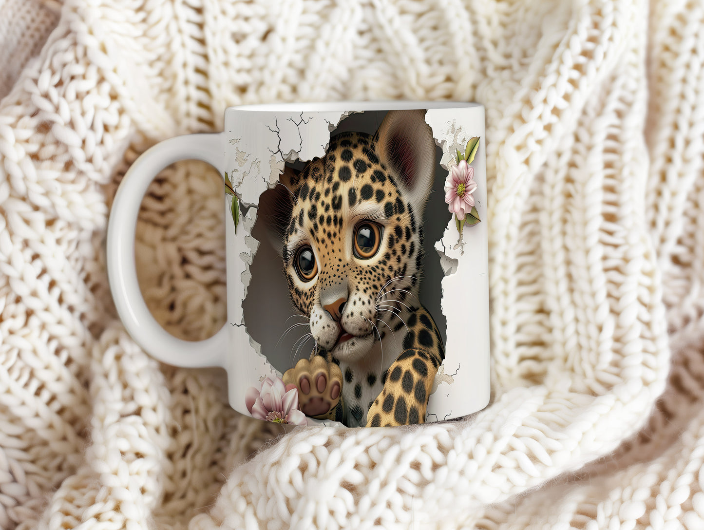 Hrnek s roztomilým leopardem – 3D efektem