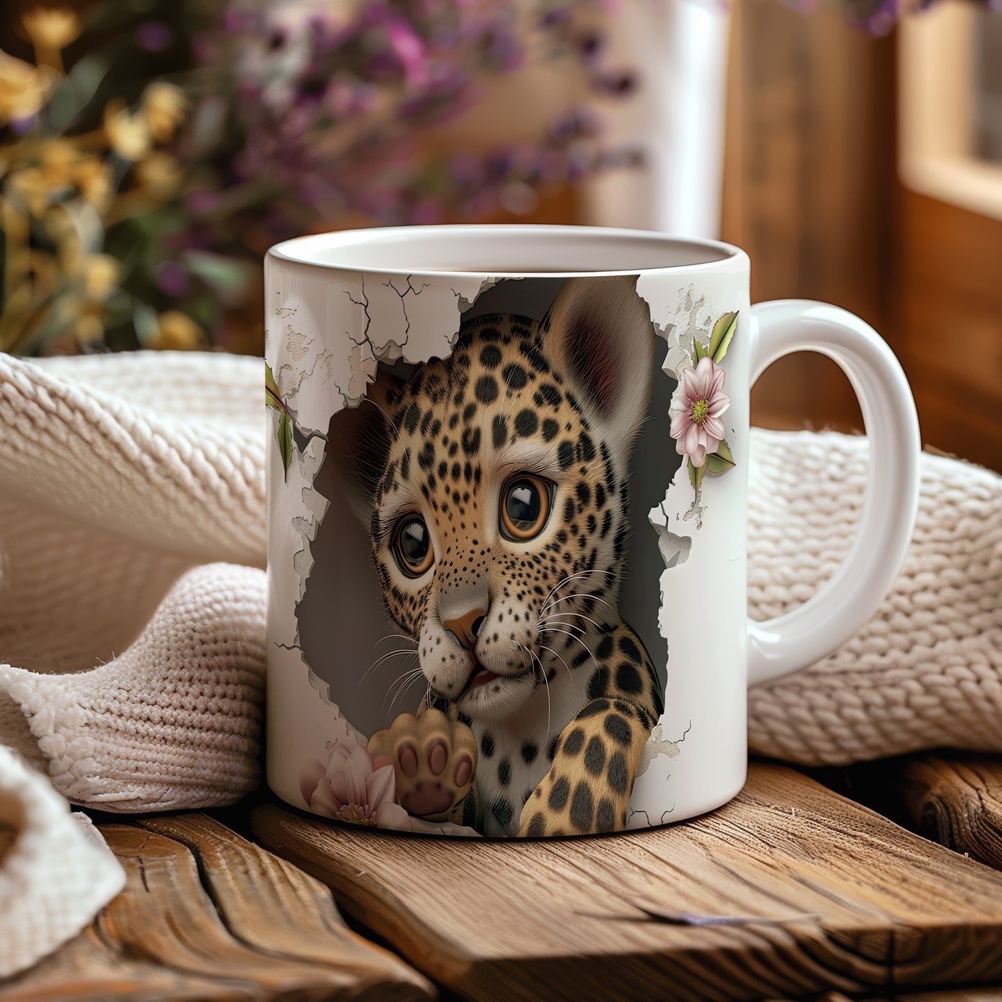 Hrnek s roztomilým leopardem – 3D efektem