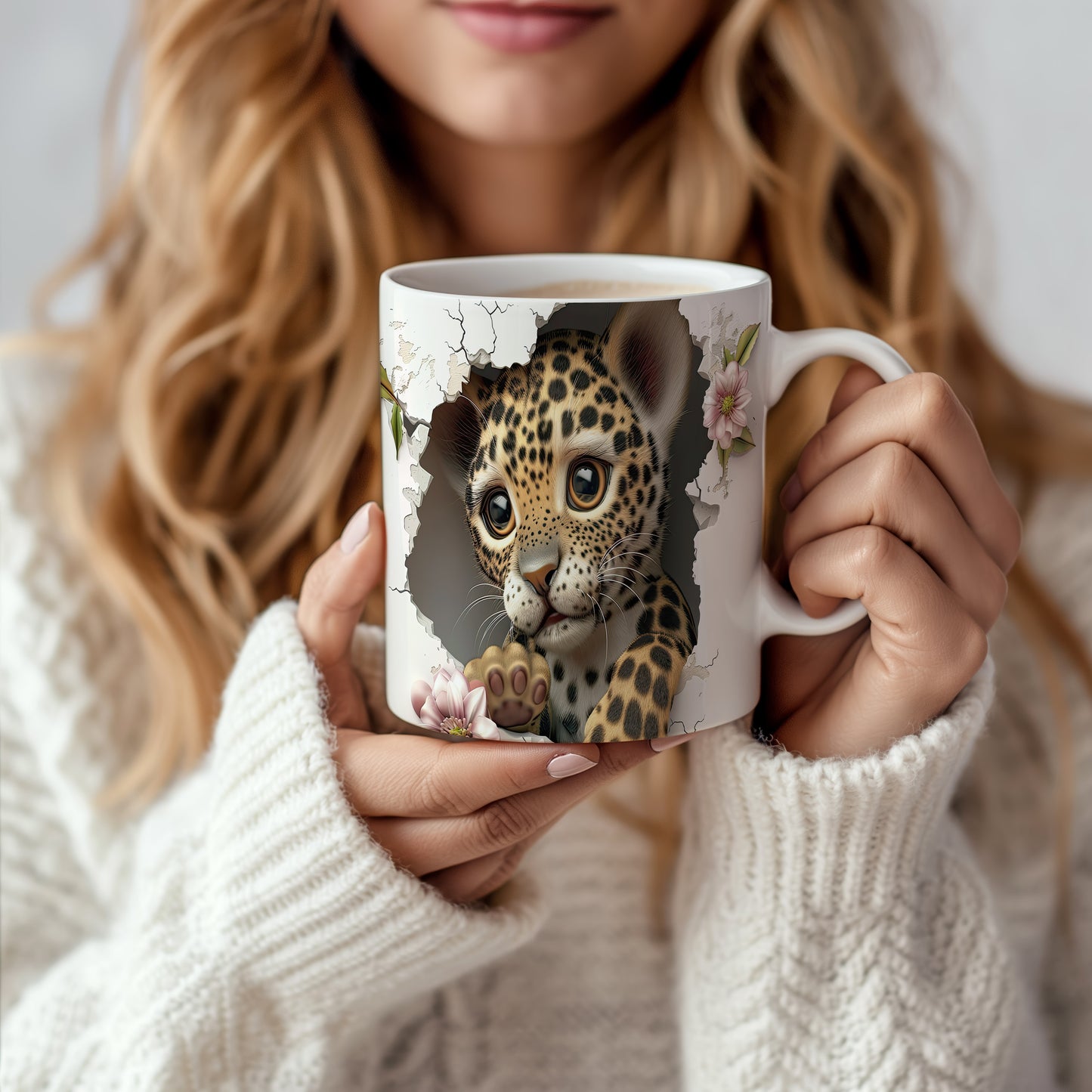 Hrnek s roztomilým leopardem – 3D efektem