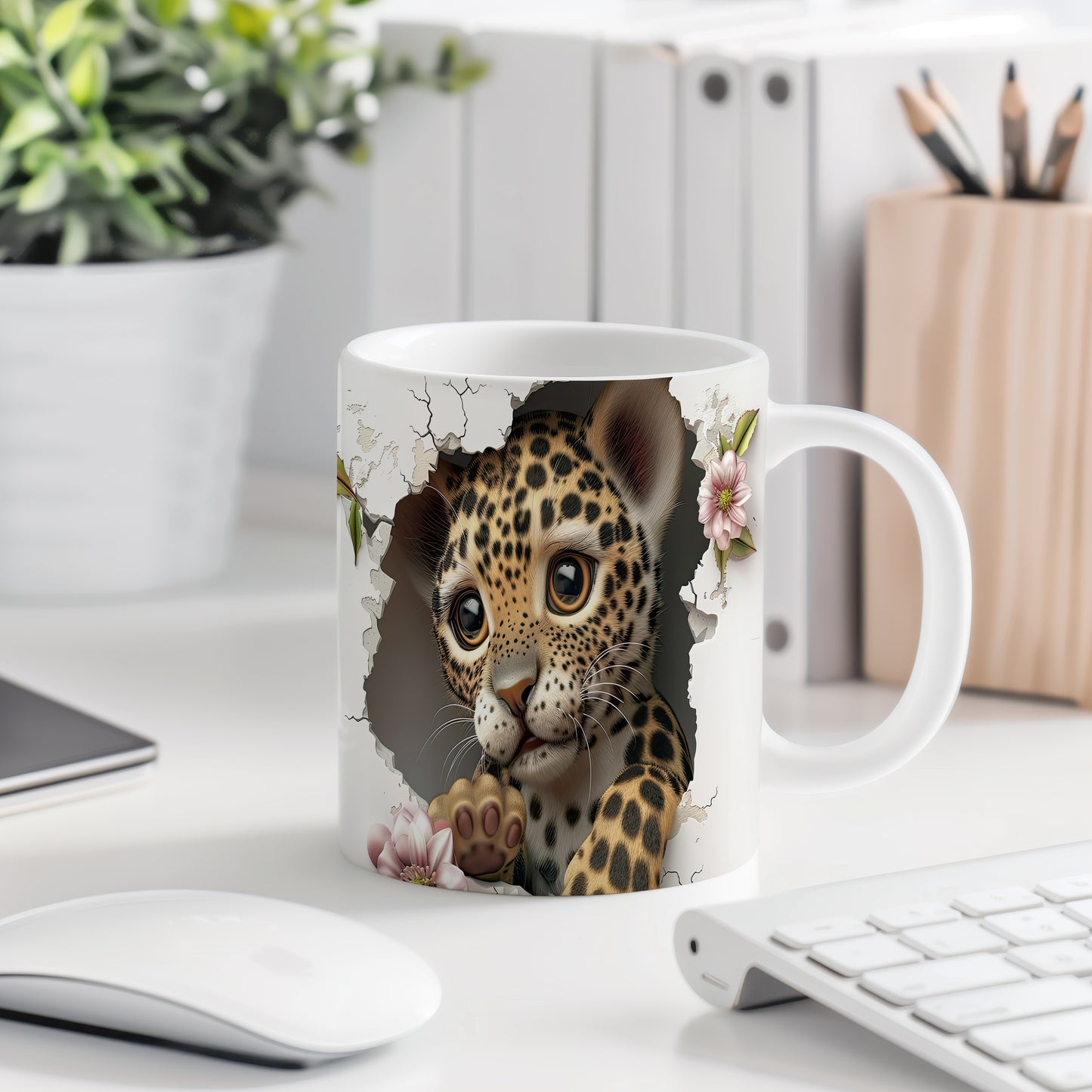 Hrnek s roztomilým leopardem – 3D efektem