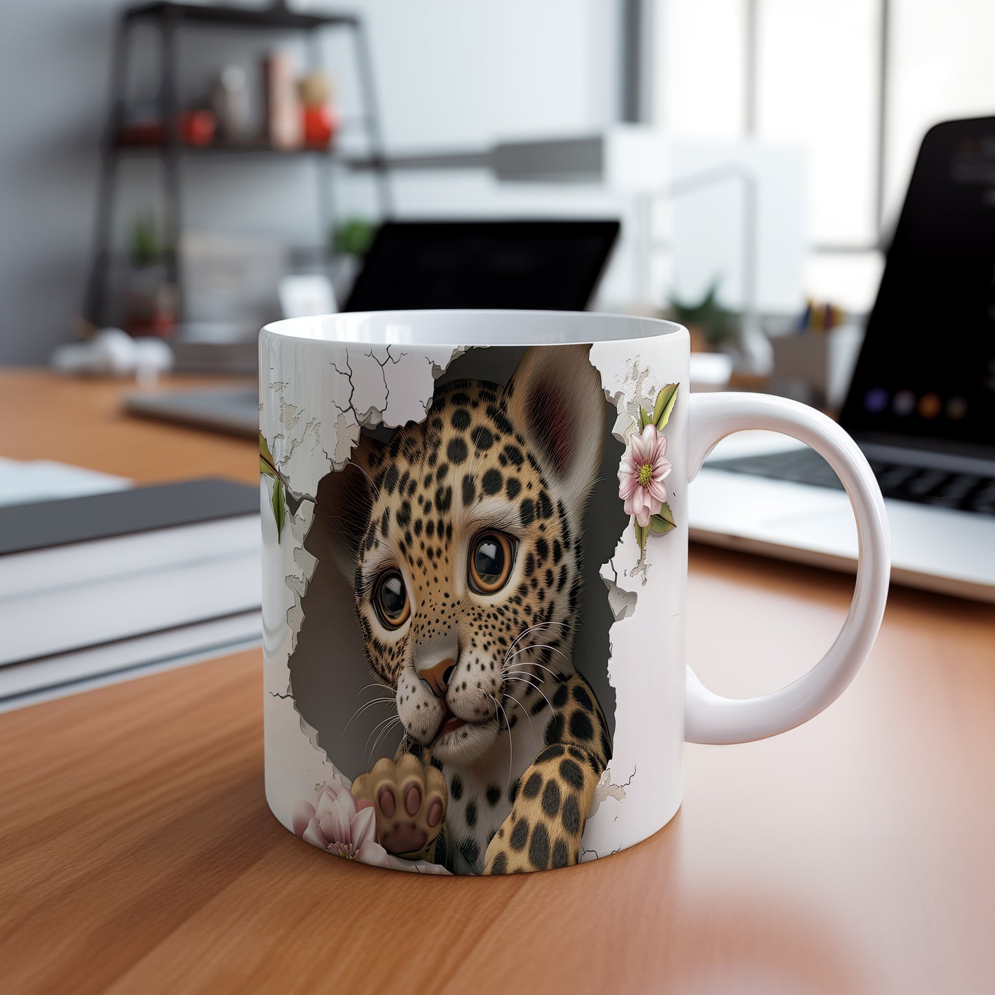 Hrnek s roztomilým leopardem – 3D efektem