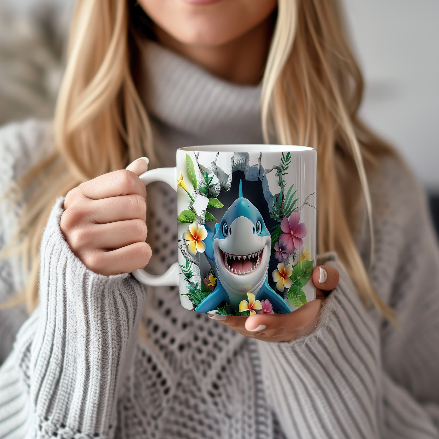 Hrnek s veselým žralokem – 3D efektem