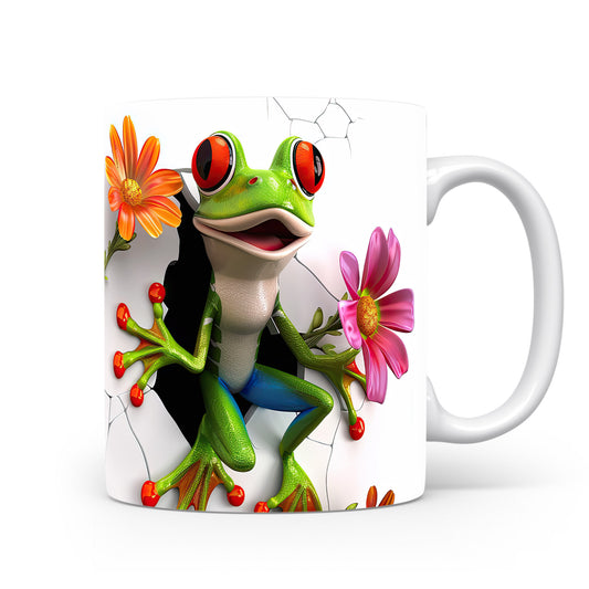 Hrnek se žabkou a květinami 3D efektem