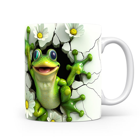 Hrnek se žabkou v květinách 3D efektem