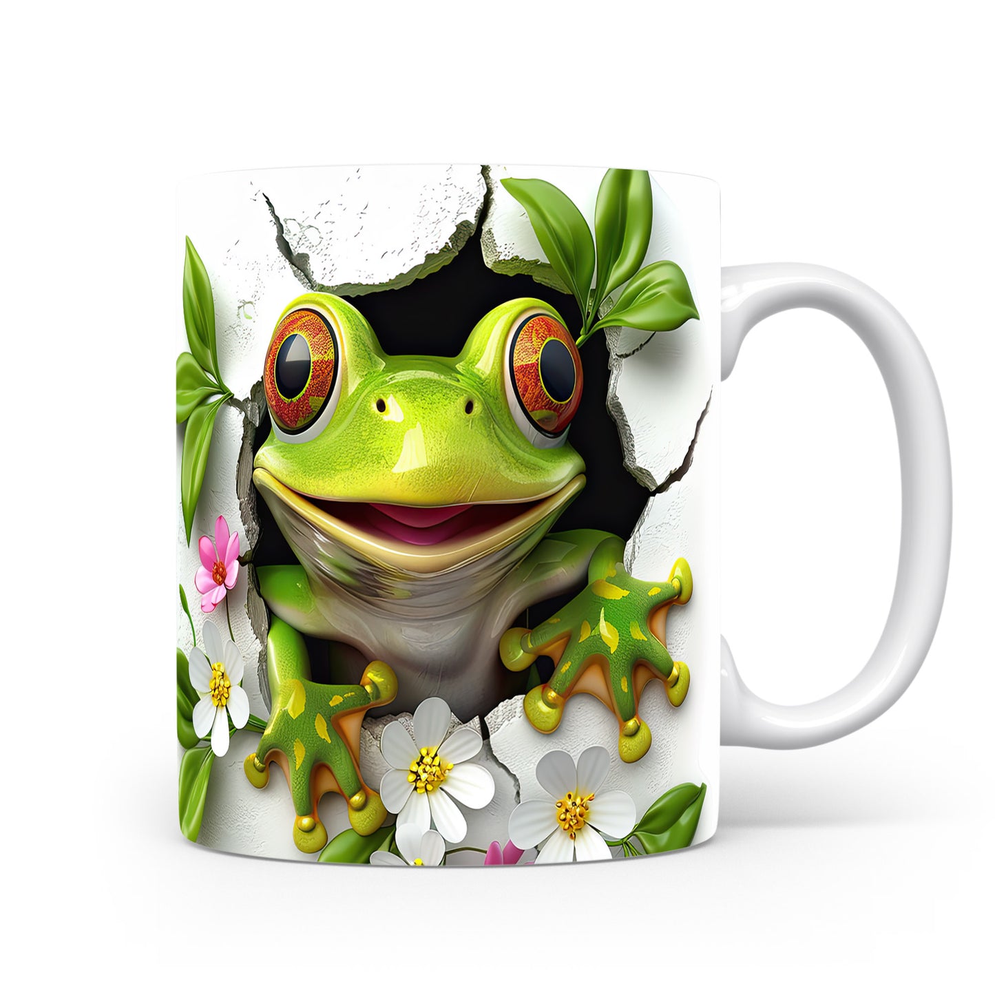 Hrnek se žabkou vykukující z 3D efektu