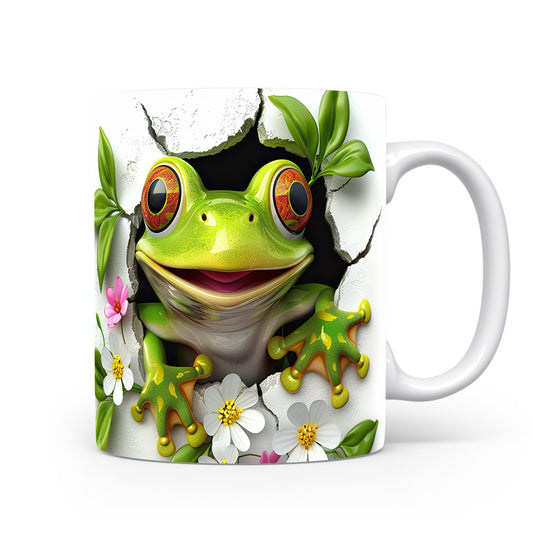 Hrnek se žabkou vykukující z 3D efektu