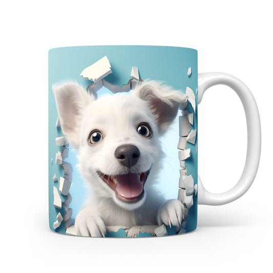 Hrnek s veselým teriérem a 3D efektem