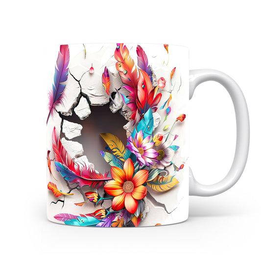 Hrnek s kvetoucími květinami – 3D efektem