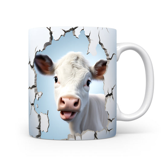 Hrnek s krávou vyhlížející 3D efektem