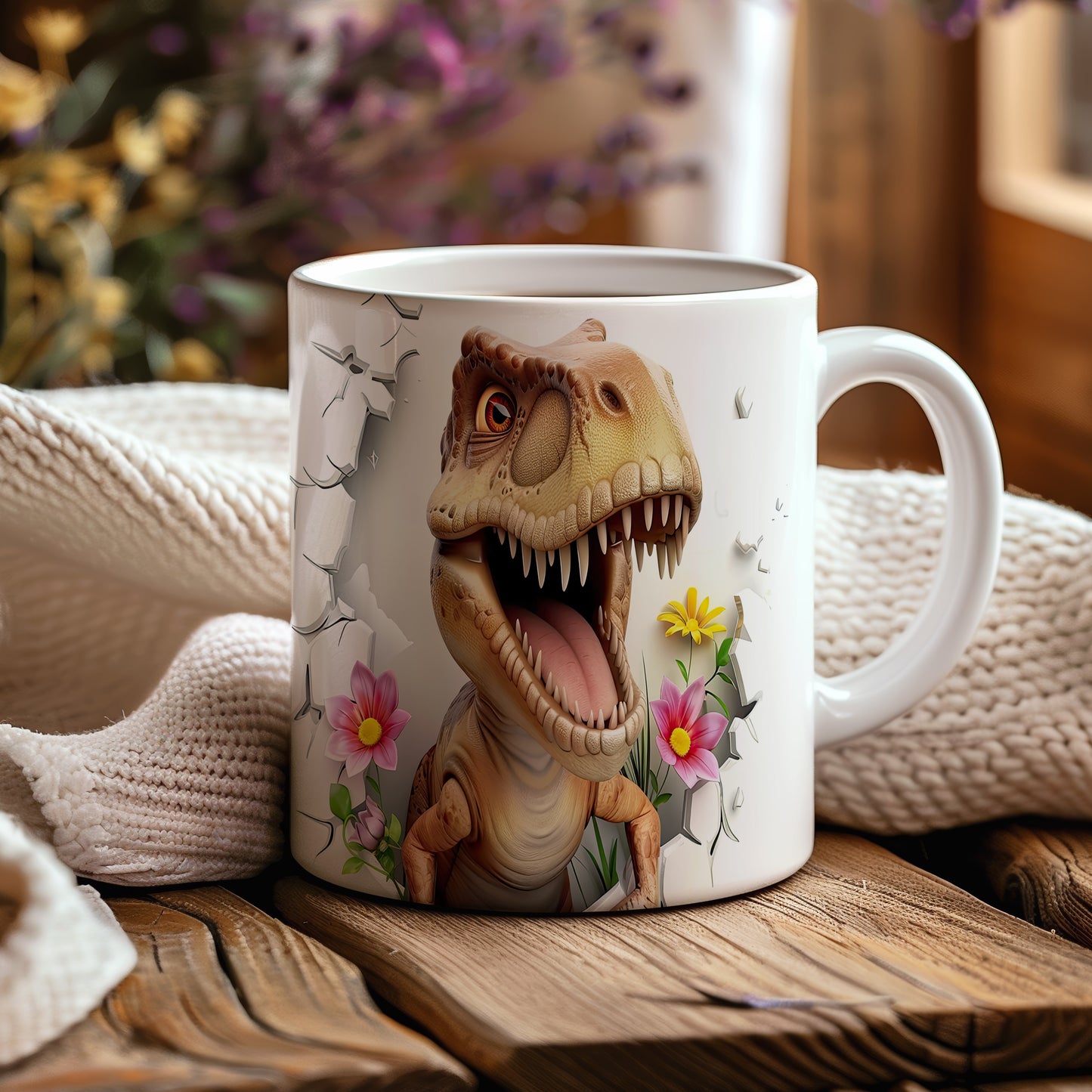 Hrnek s dinosaurusem 3D efektem – 3D efektem