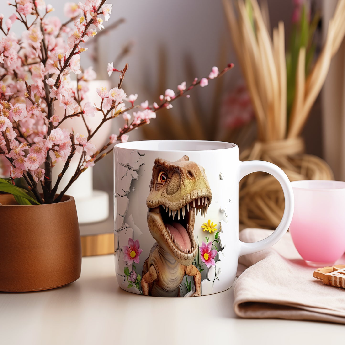Hrnek s dinosaurusem 3D efektem – 3D efektem