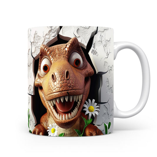 Hrnek s dinosaurusem 3D efektem – černobílým motivem
