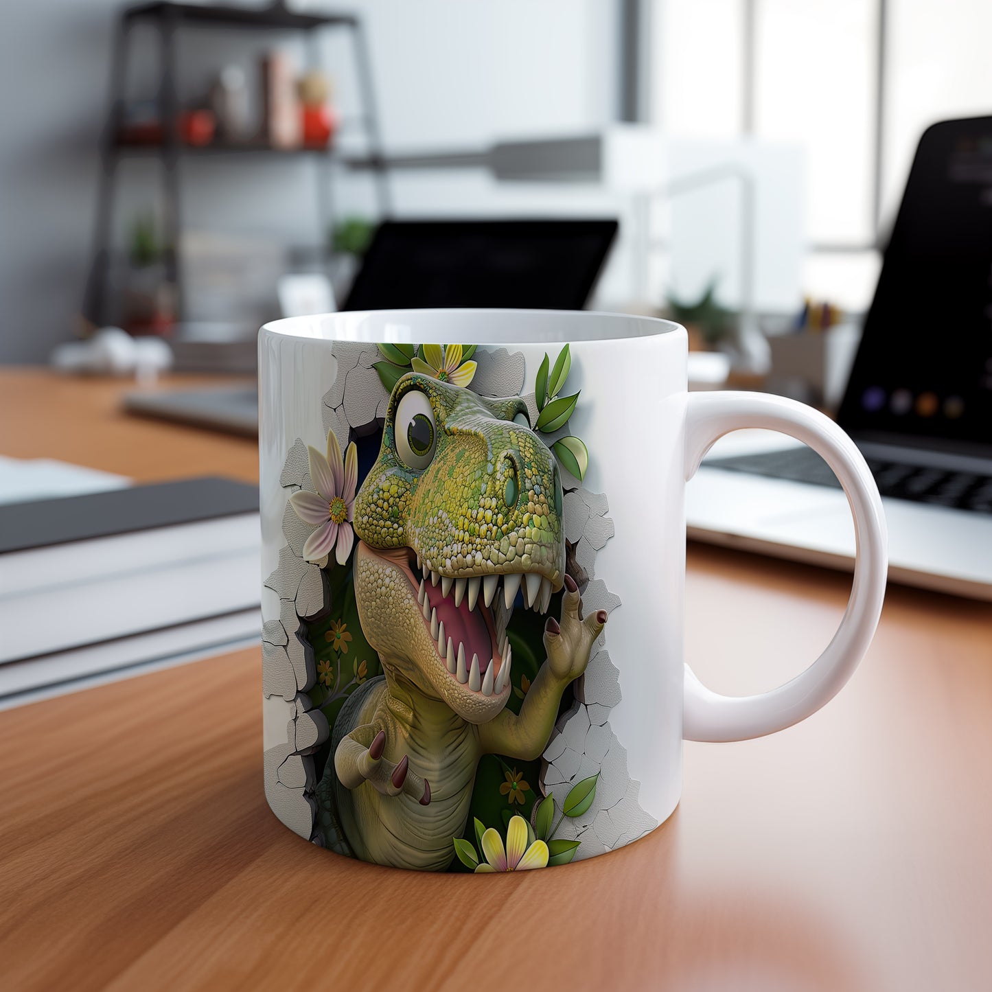 Hrnek s dinosaurusem 3D efektem – roztomilým motivem