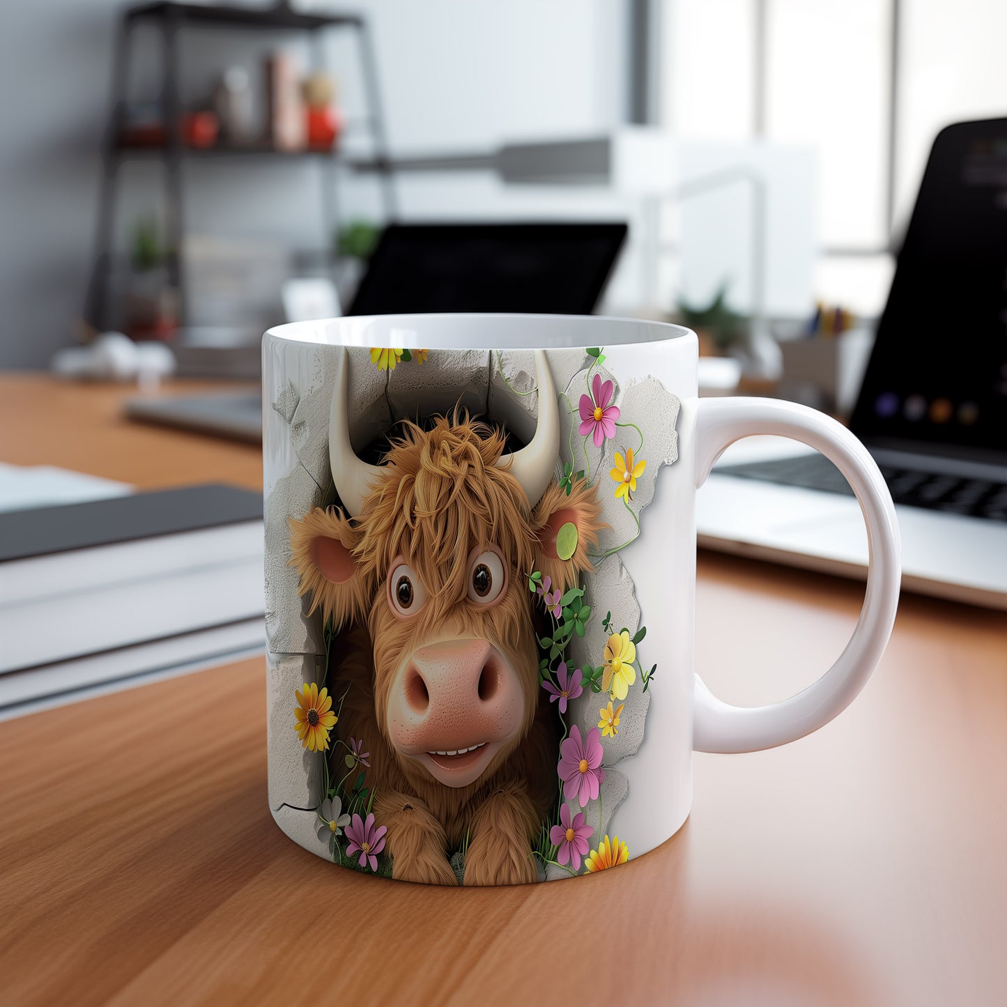 Hrnek s roztomilou krávou – 3D efektem