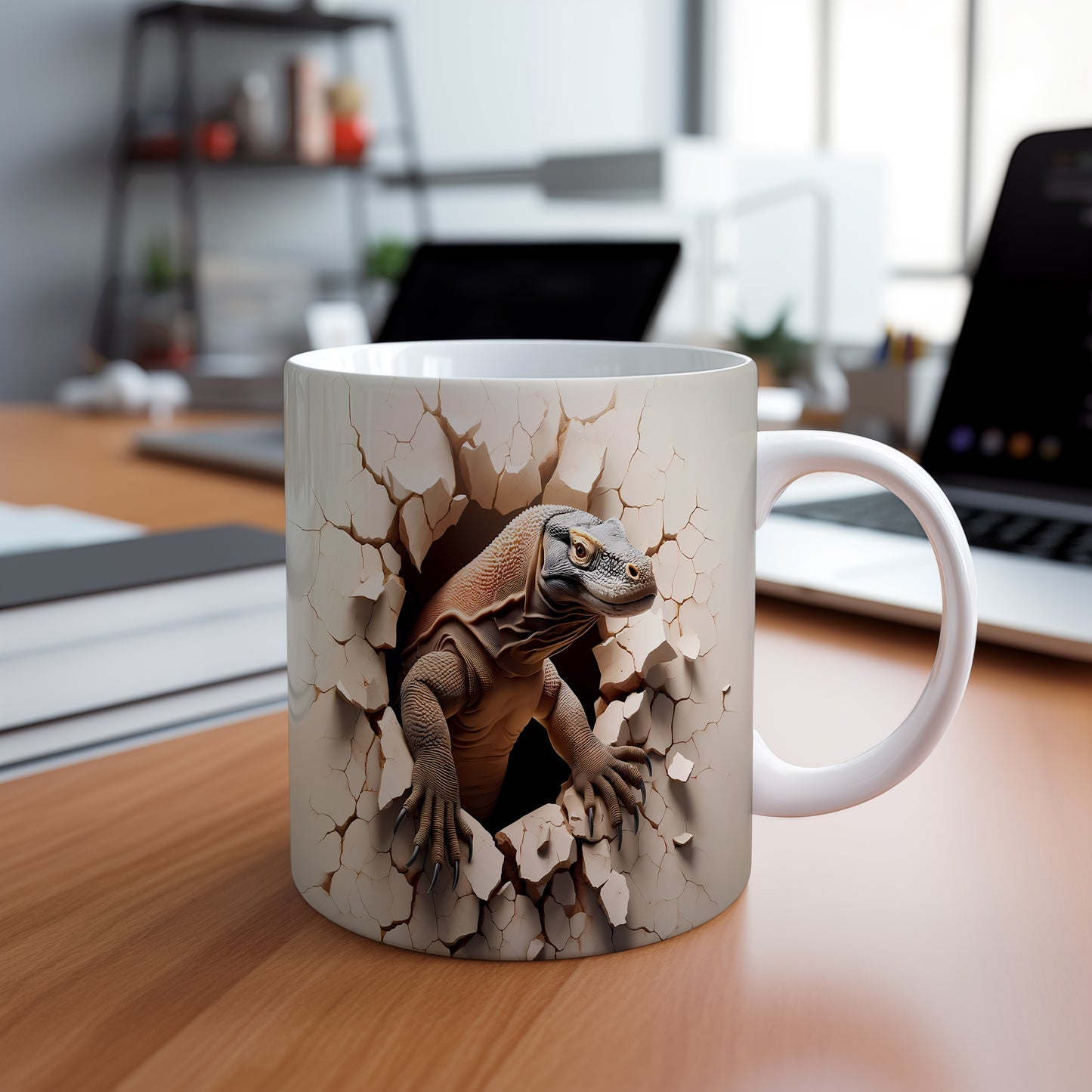 Hrnek s realistickou ještěrkou 3D efektem