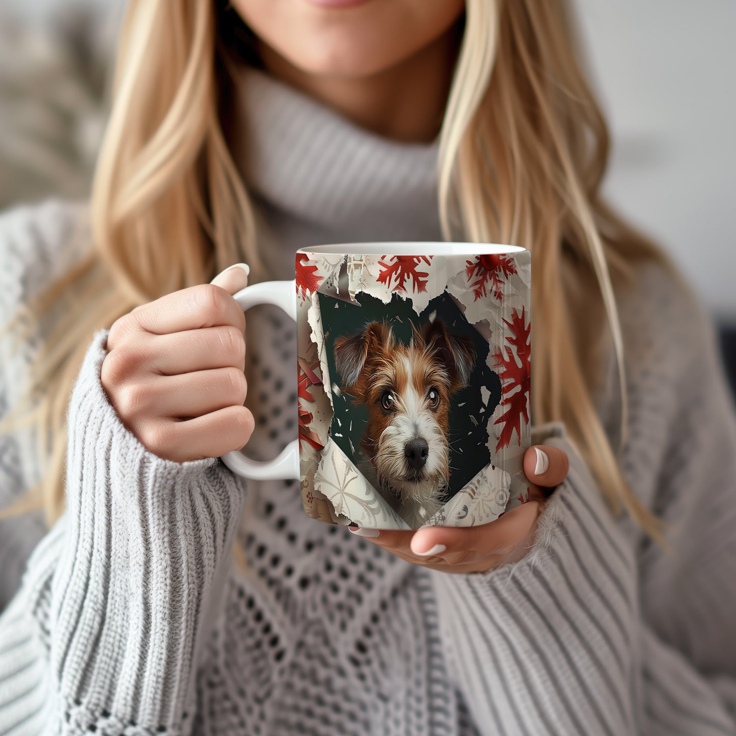 Hrnek s roztomilým Jack Russell teriérem v 3D stylu