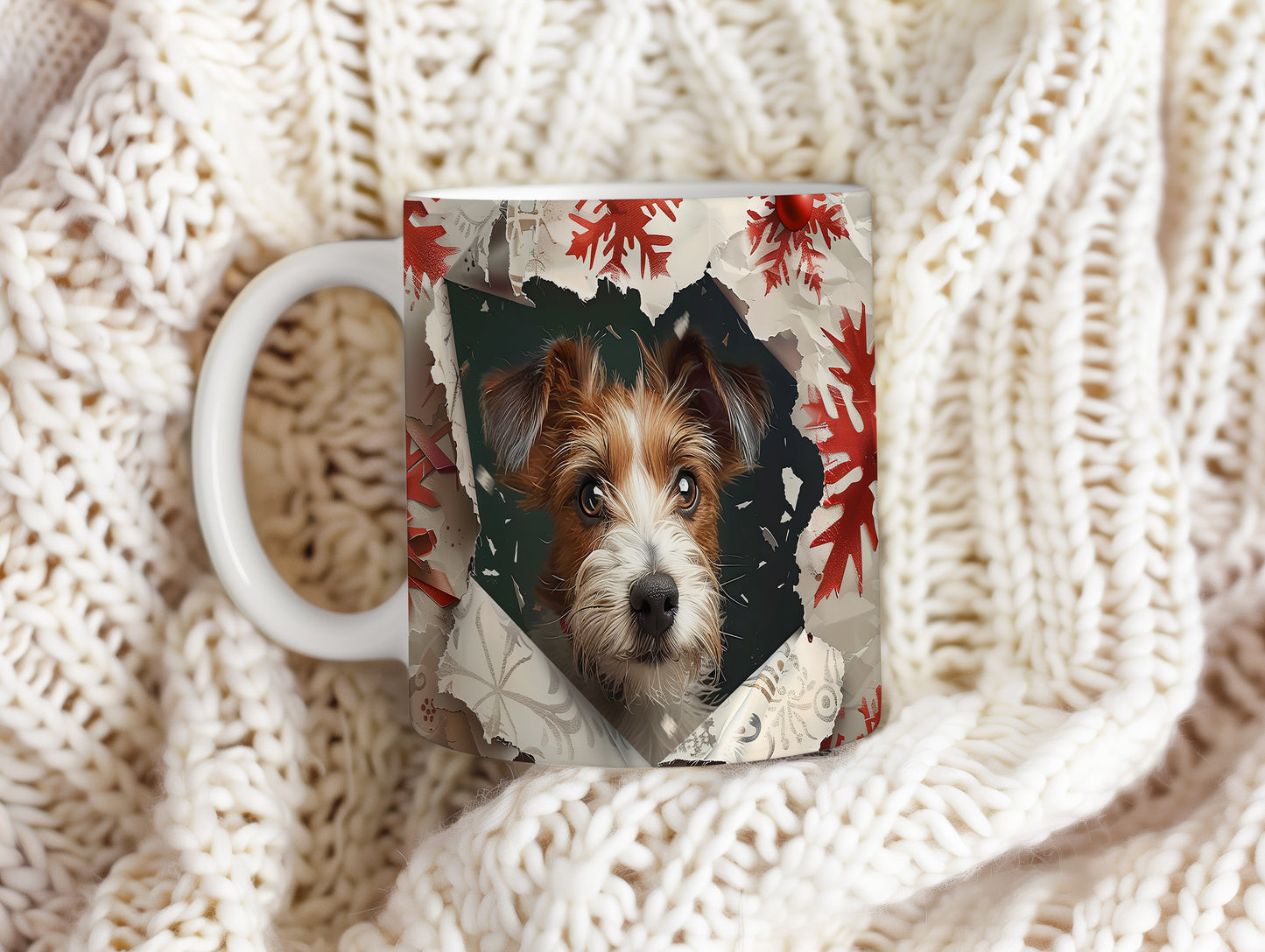 Hrnek s roztomilým Jack Russell teriérem v 3D stylu