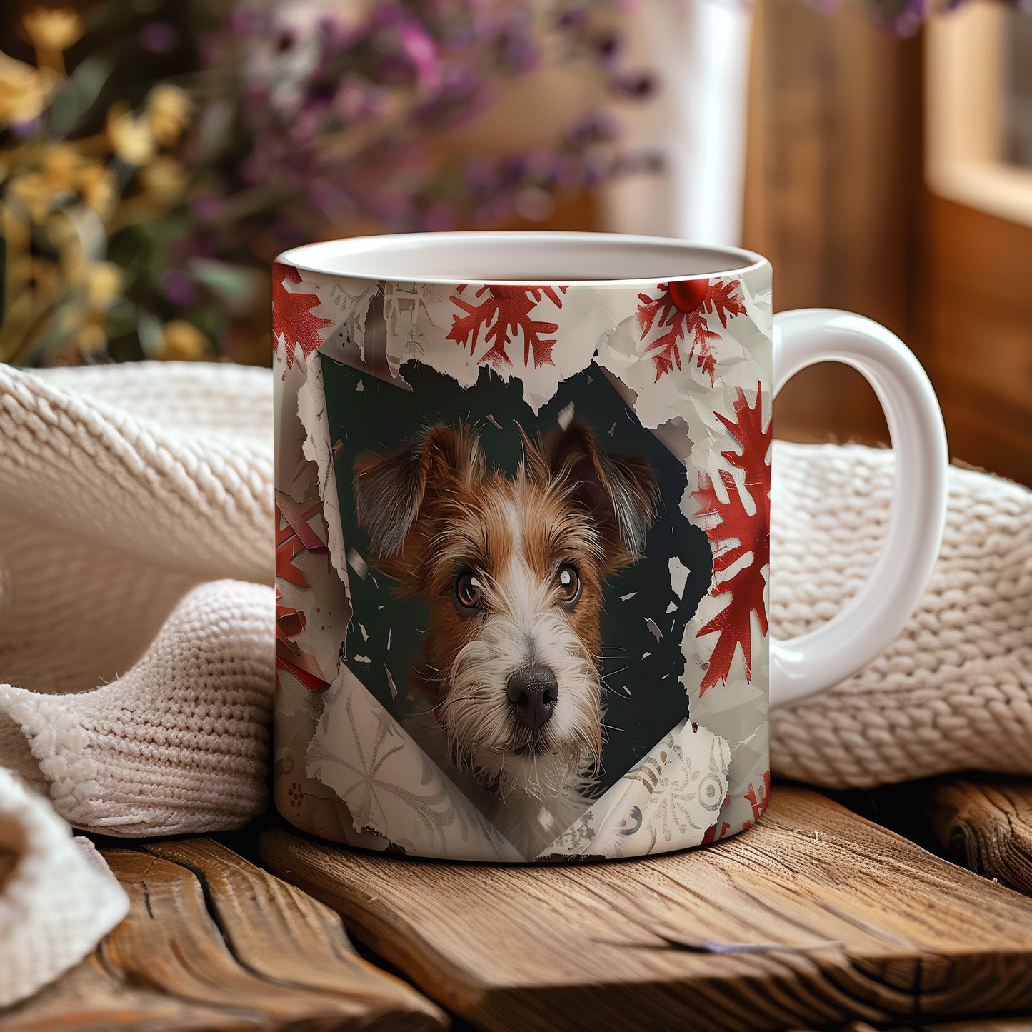 Hrnek s roztomilým Jack Russell teriérem v 3D stylu