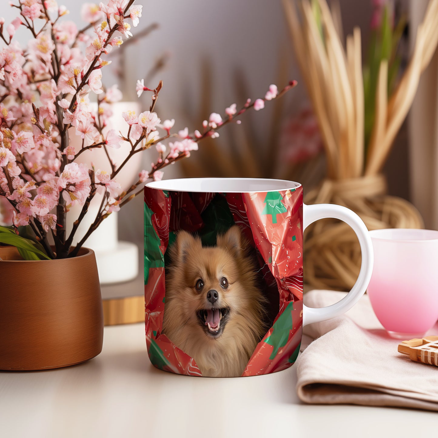 Hrnek se šťastným Pomeranianem