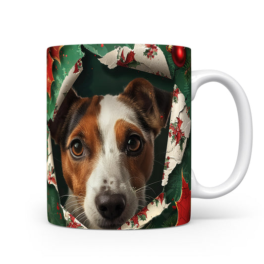 Hrnek s Jack Russell teriérem a vánočním motivem