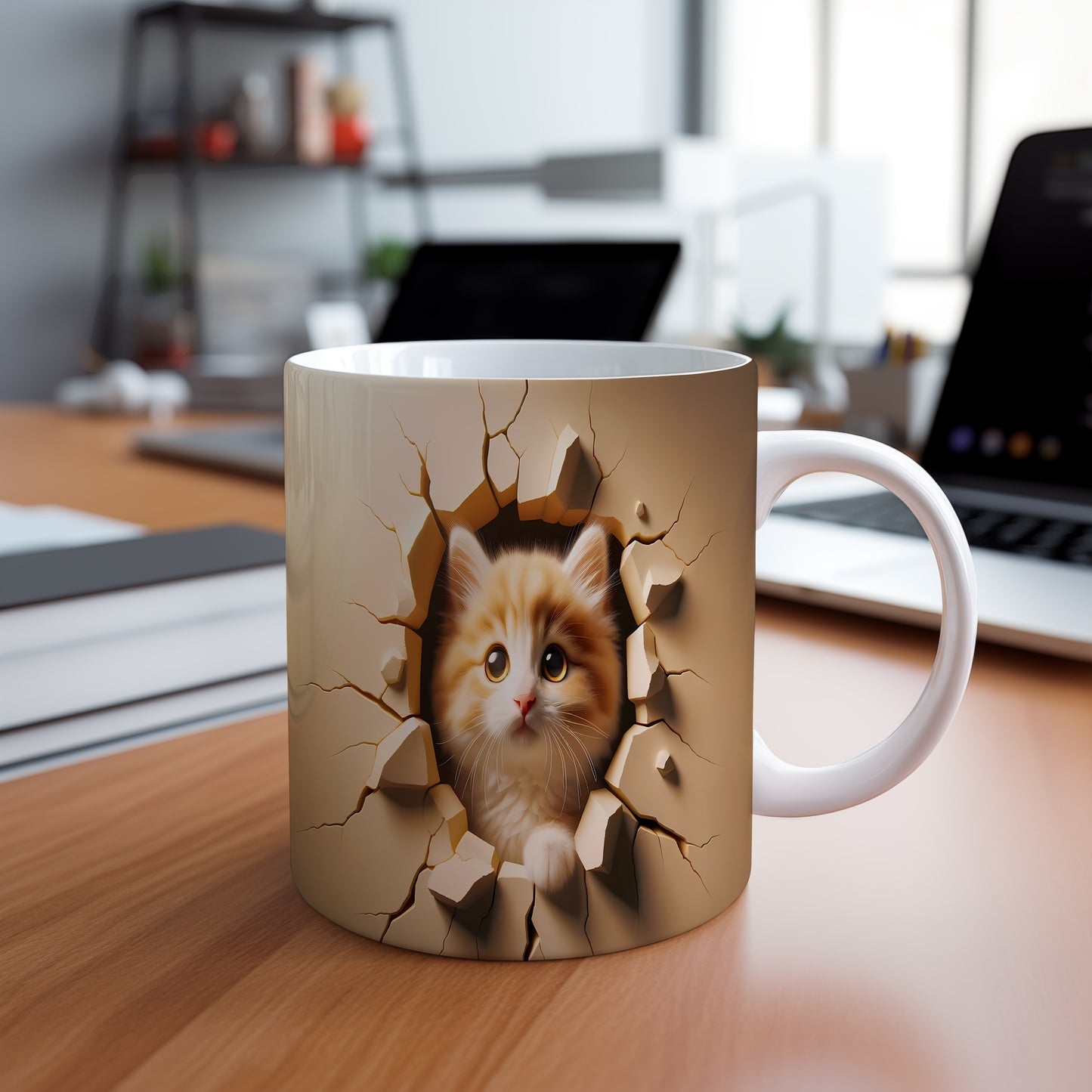 Hrnek s roztomilým kocourkem 3D efektem