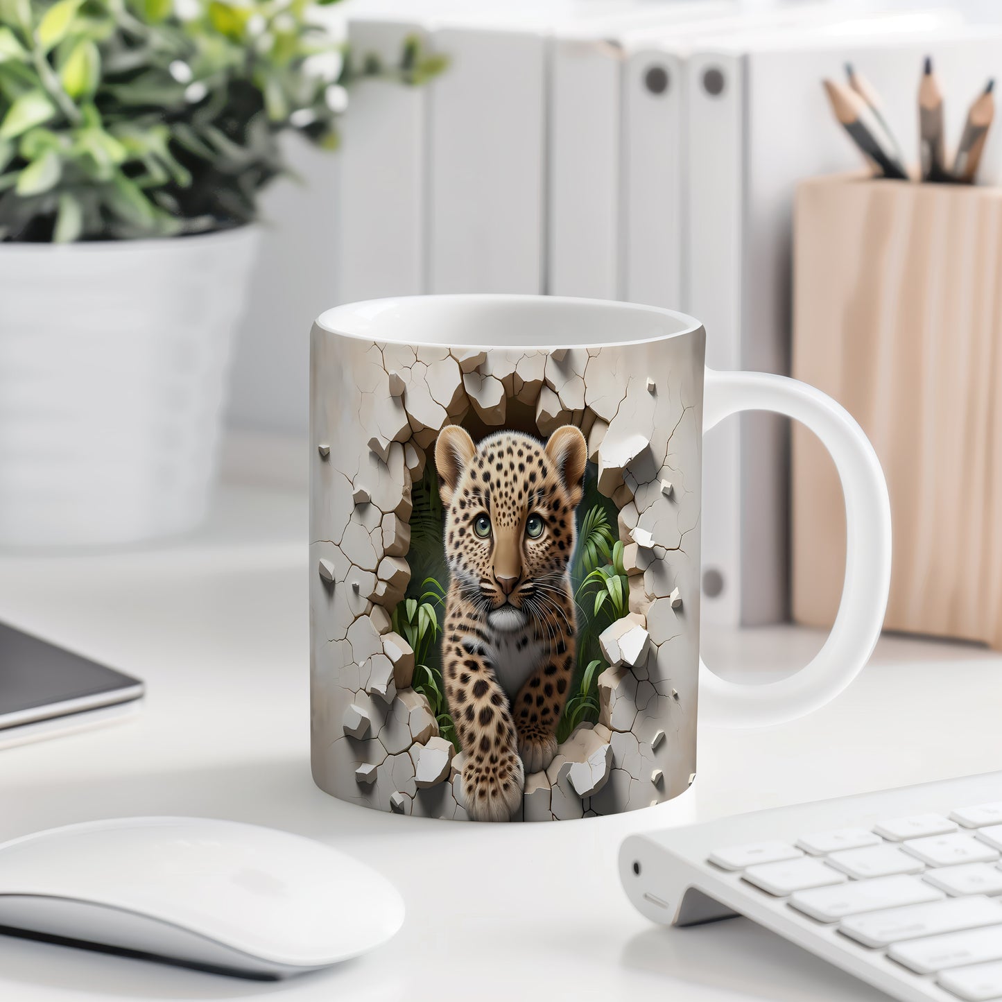 Hrnek s mládětem leoparda 3D efektem