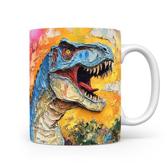 Hrnek s dinosaury v barevném motivu
