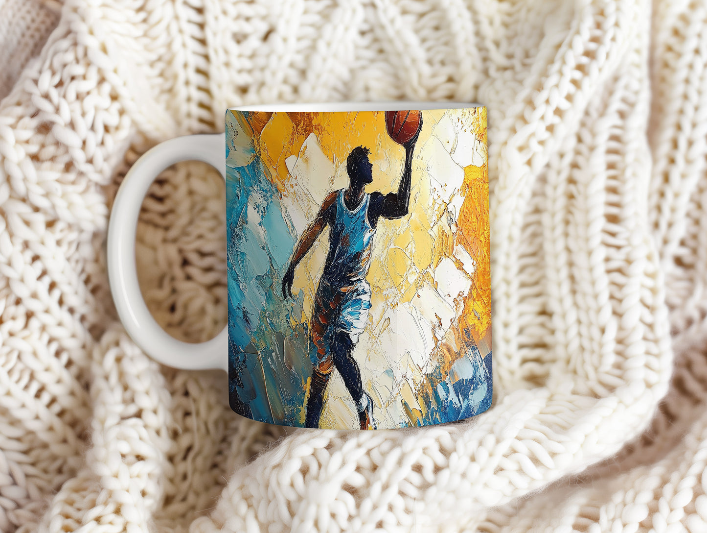 Hrnek s basketbalistou v akci