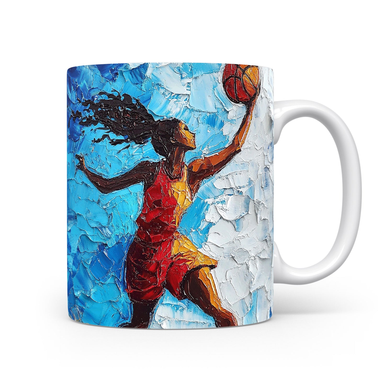 Hrnek s basketbalistkou v akci