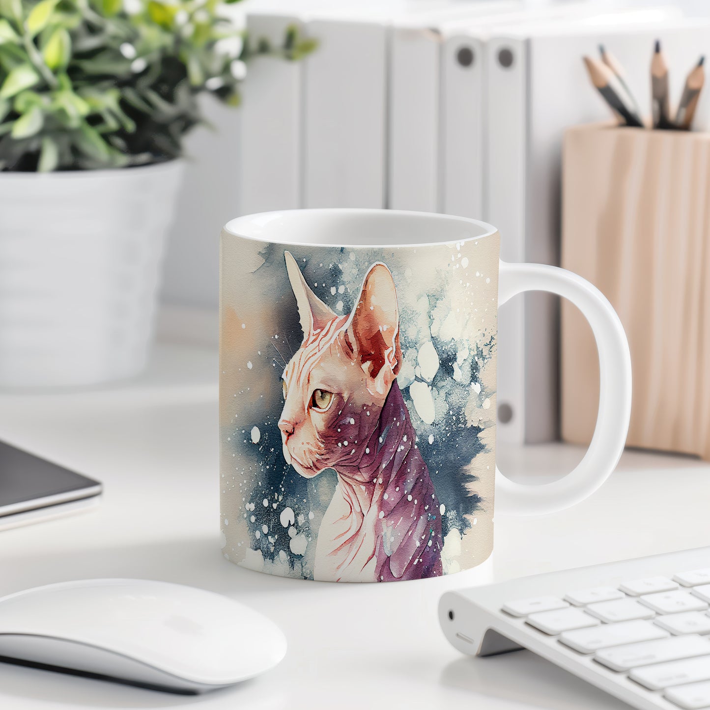 Hrnek s ilustrací kočky Sphynx a 3D efektem