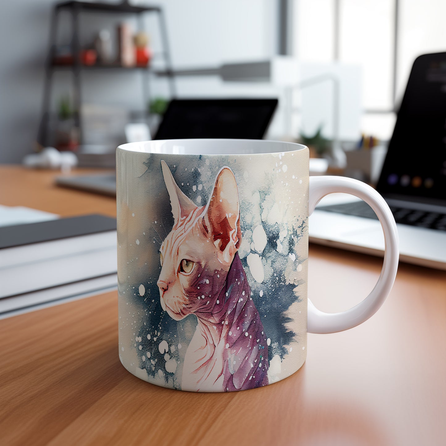 Hrnek s ilustrací kočky Sphynx a 3D efektem
