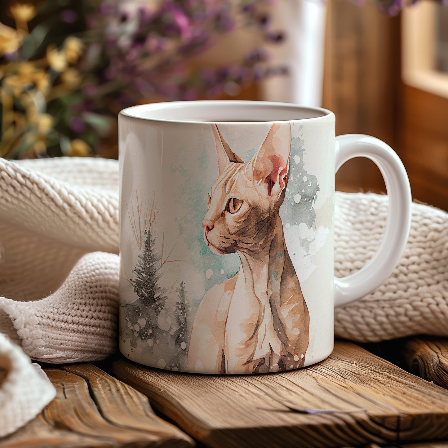 Hrnek s kočkou sphynx