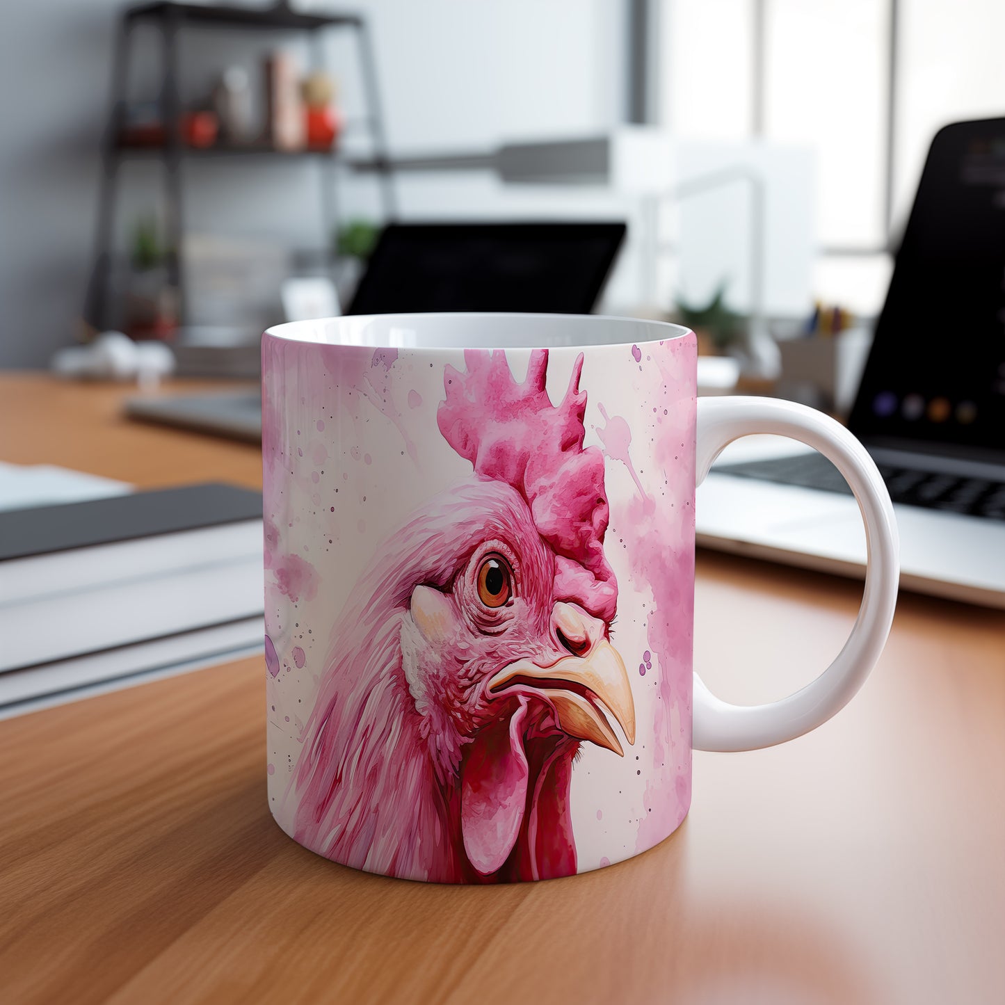 Hrnek s růžovou slepicí