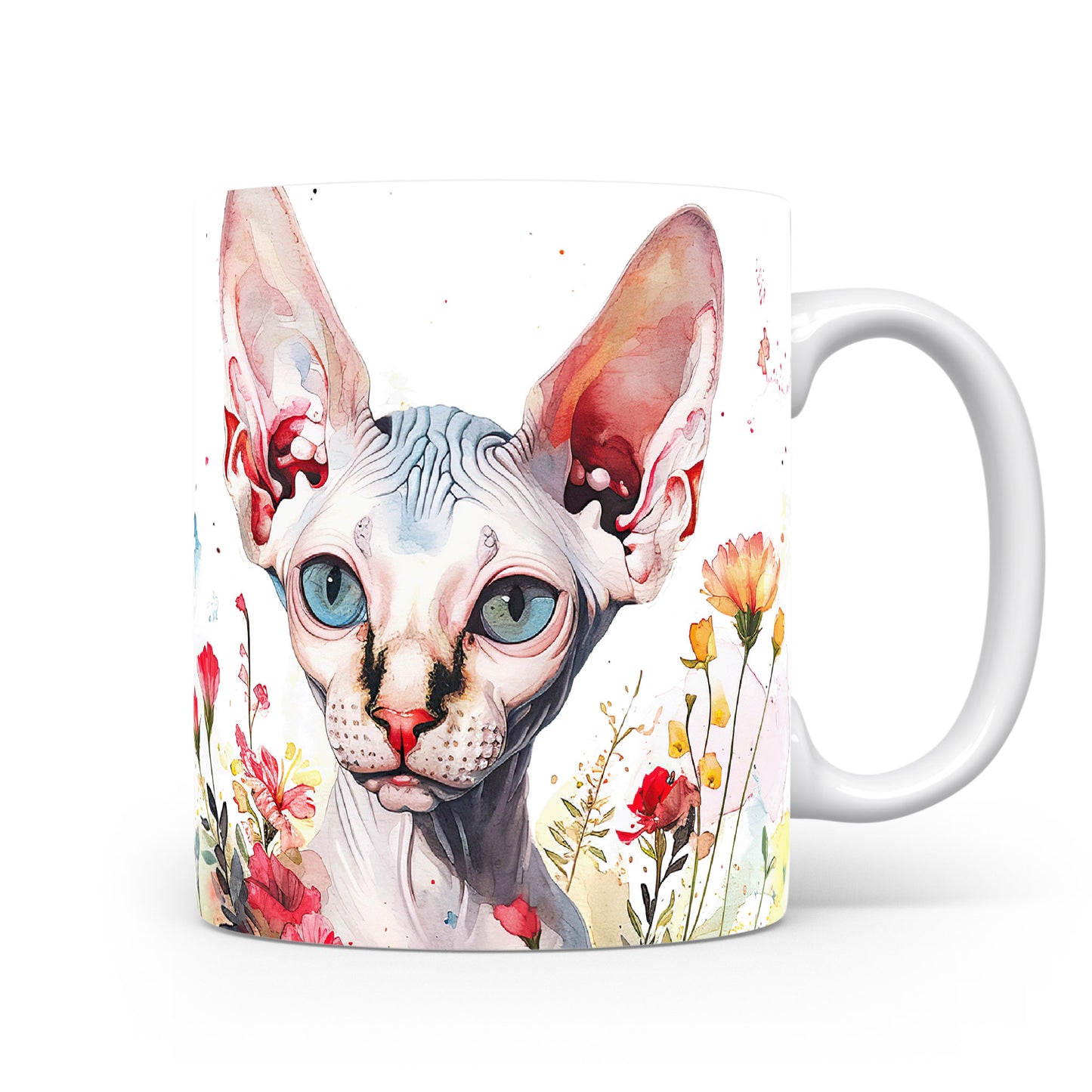 Hrnek se sphynxem a květinami
