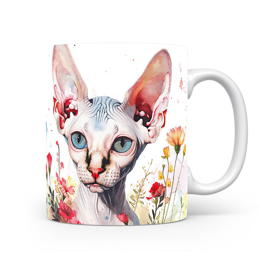 Hrnek se sphynxem a květinami