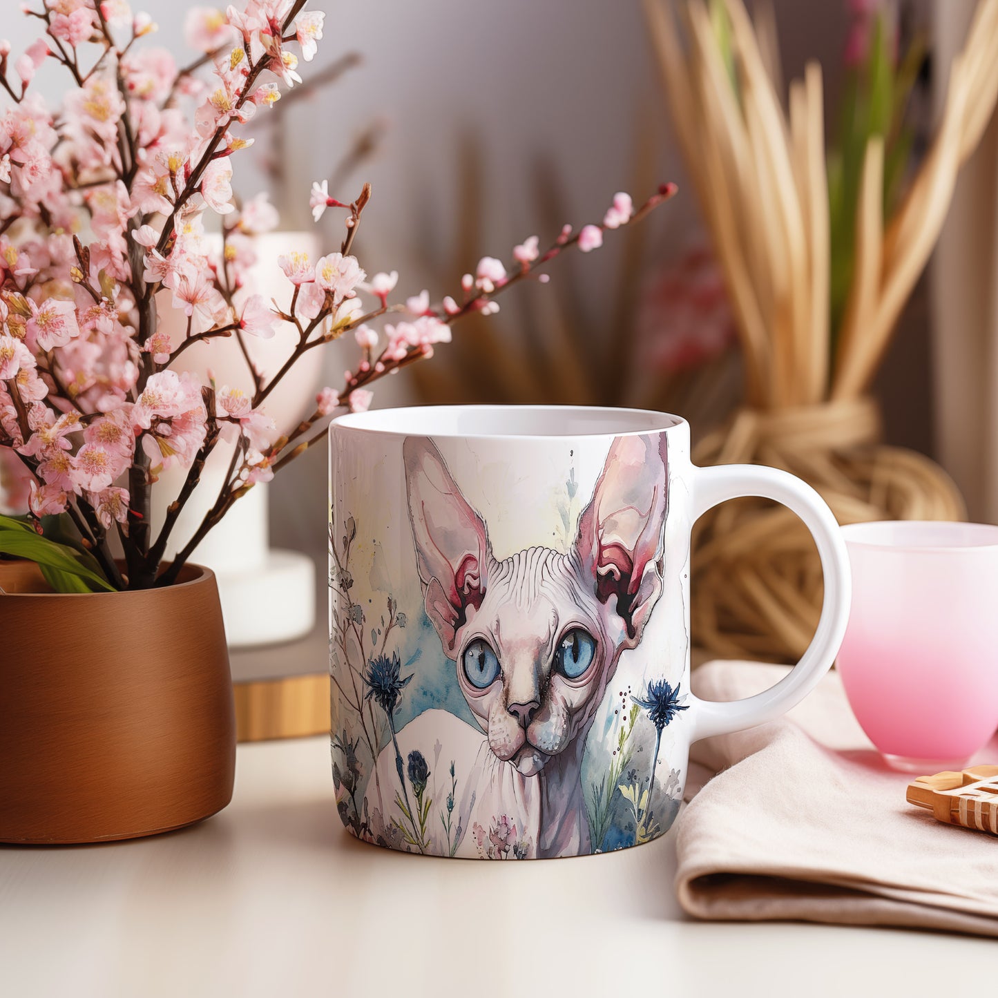 Hrnek s ilustrací sphynx kočky