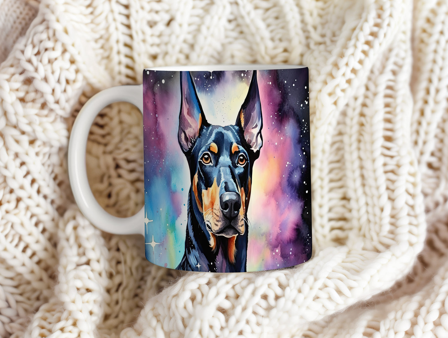Hrnek s Dobermanem a barevným efektem