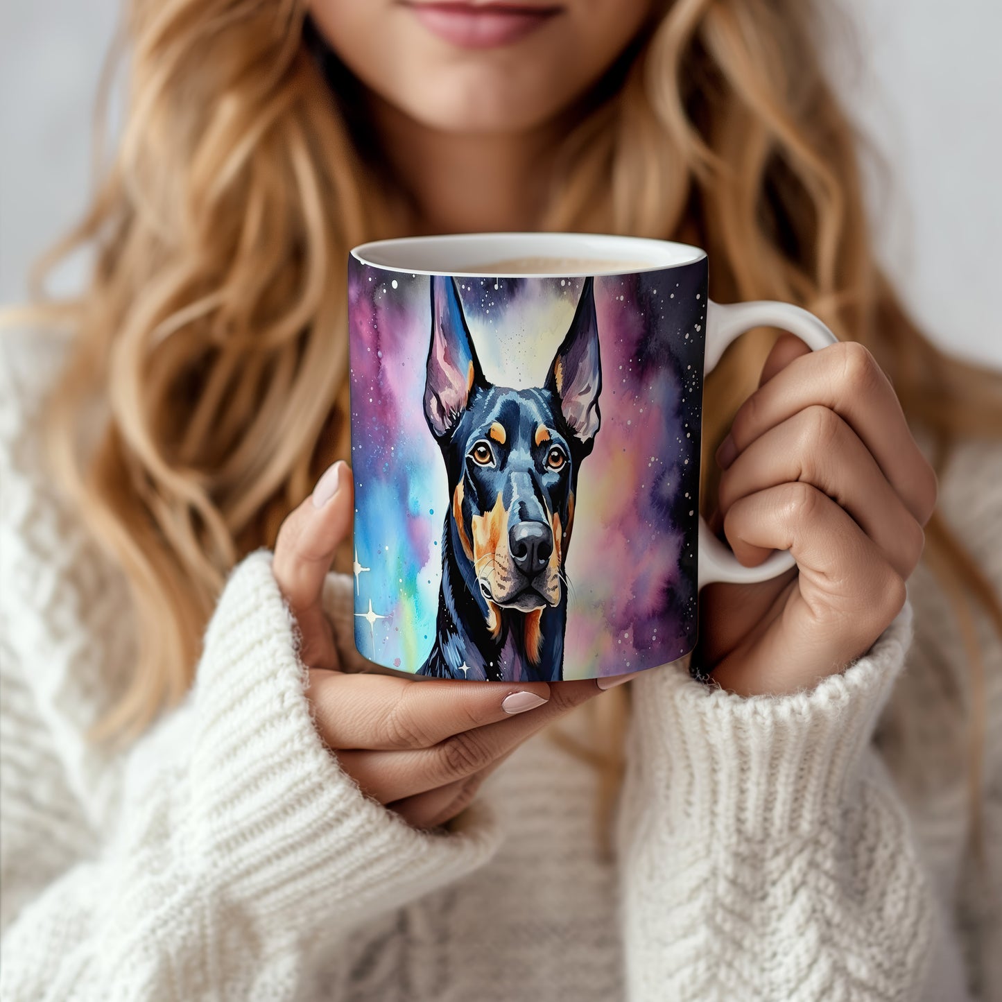 Hrnek s Dobermanem a barevným efektem
