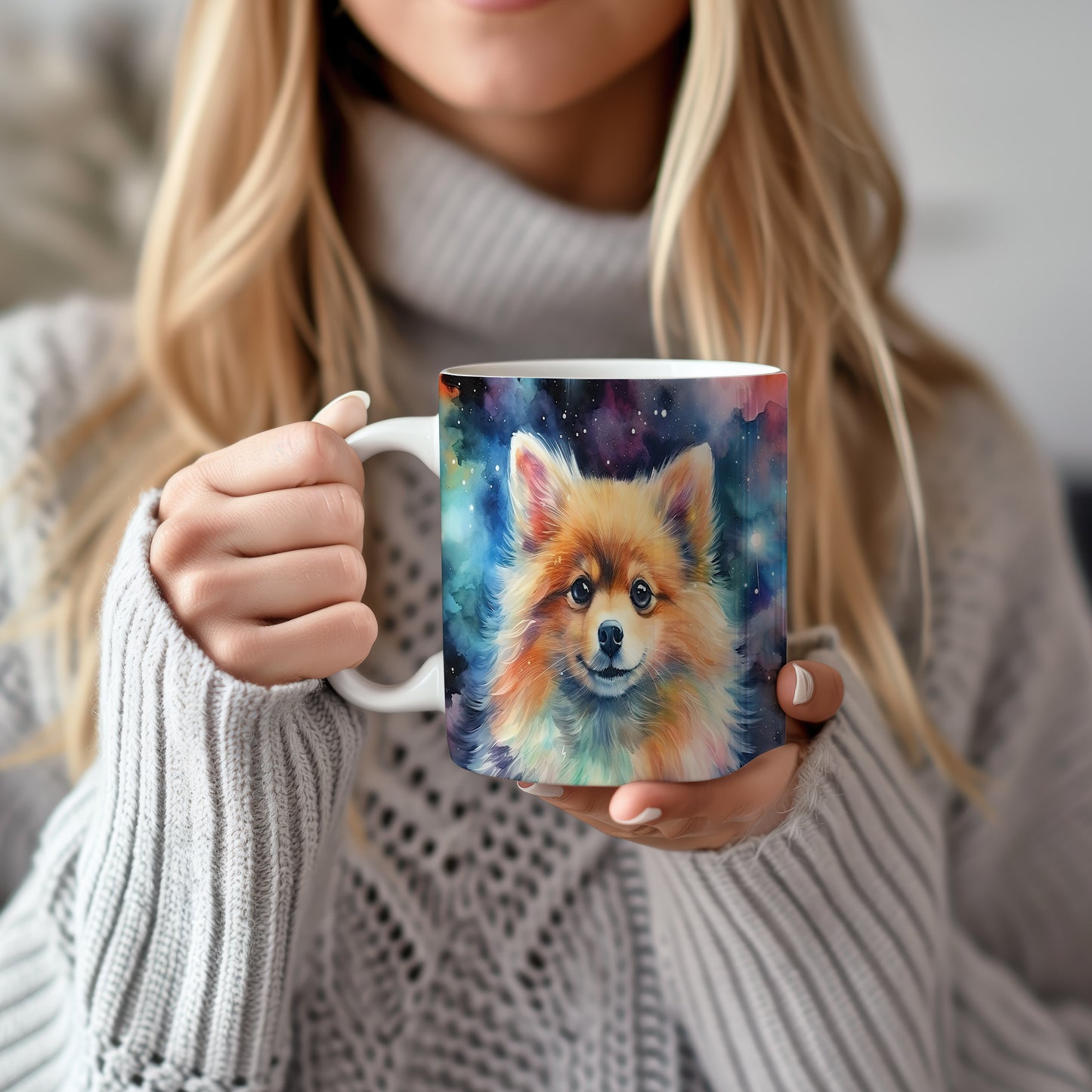 Hrnek s roztomilým pomeranianem – výrazným designem