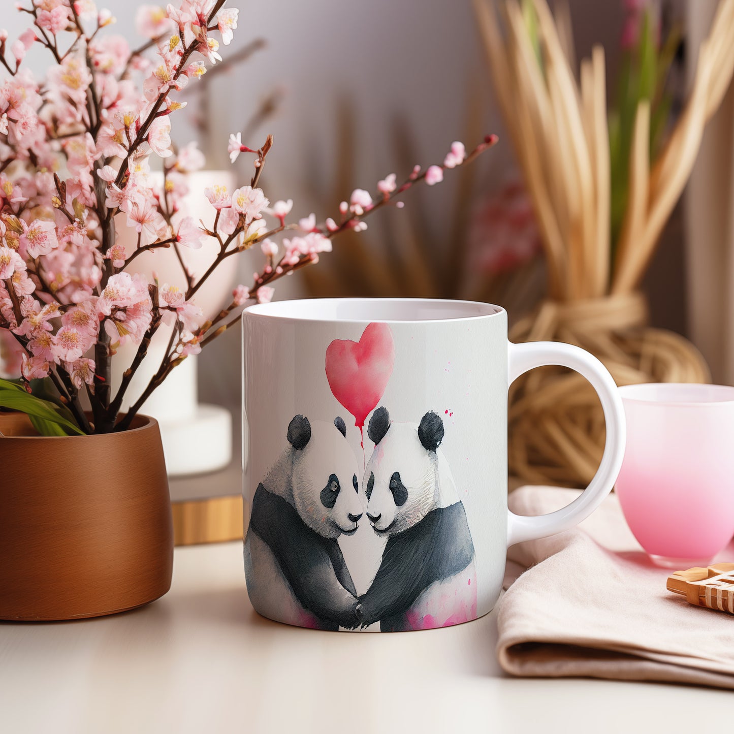 Hrnek s pandami 3D efektem