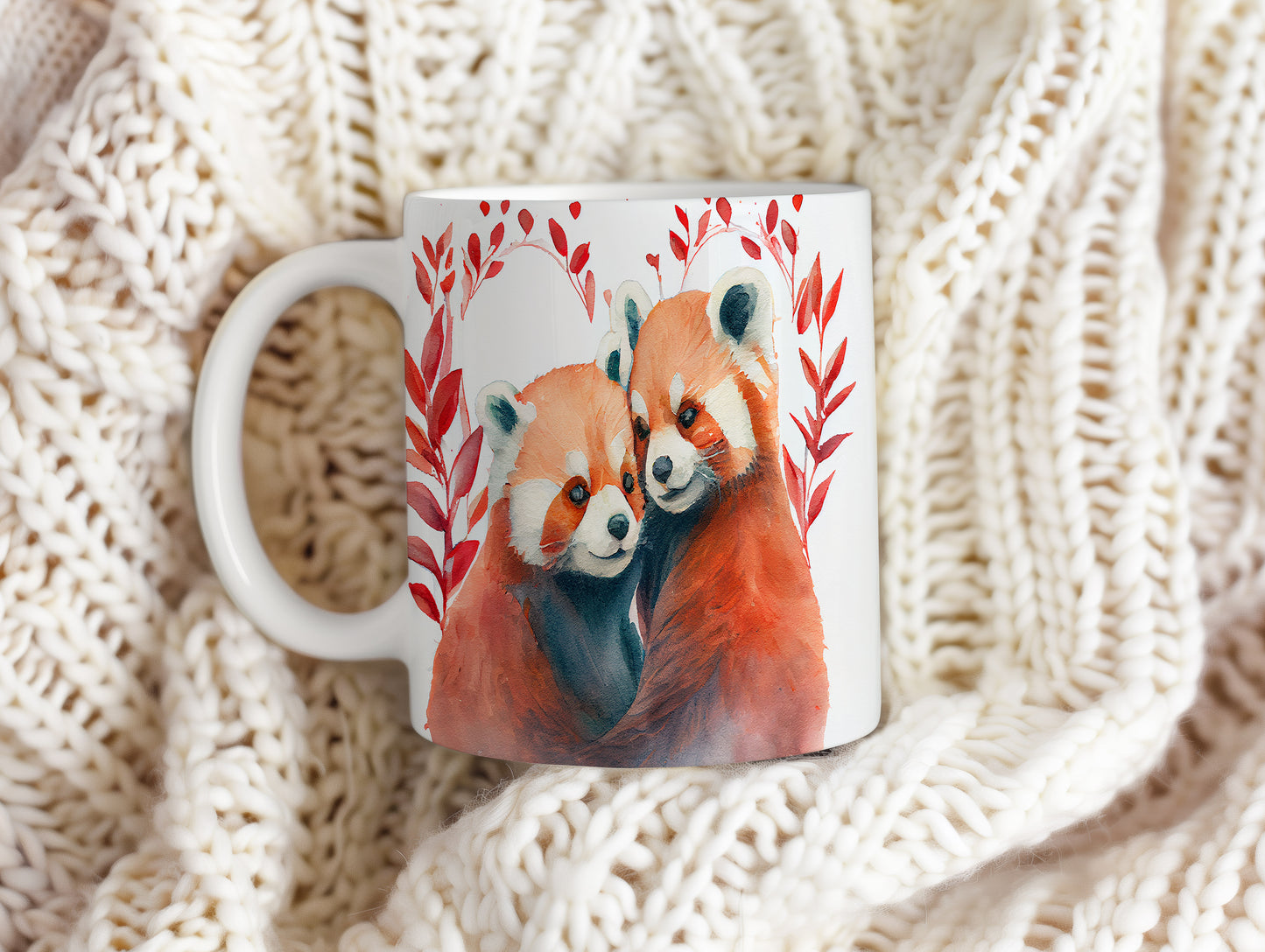 Hrnek se červenými pandami