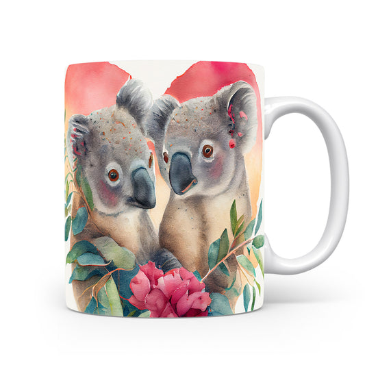 Hrnek s koalami a květinami