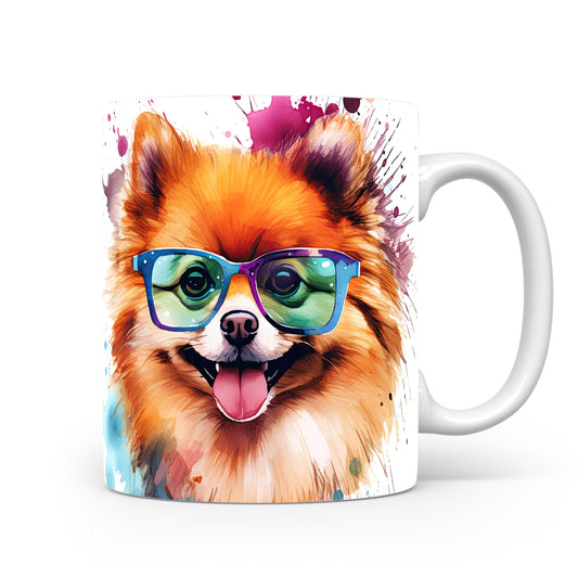 Hrnek s roztomilým pomeranianem v brýlích
