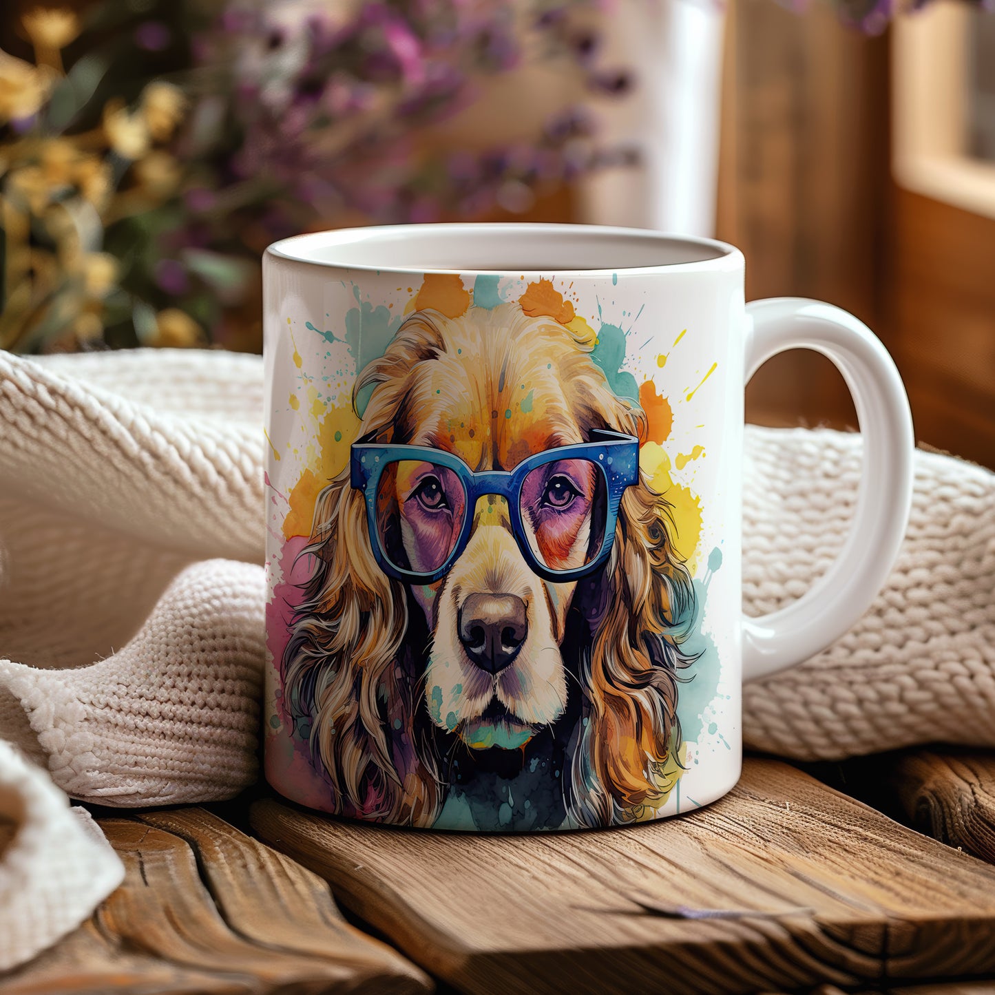 Hrnek s cocker španělem v brýlích – roztomilý design