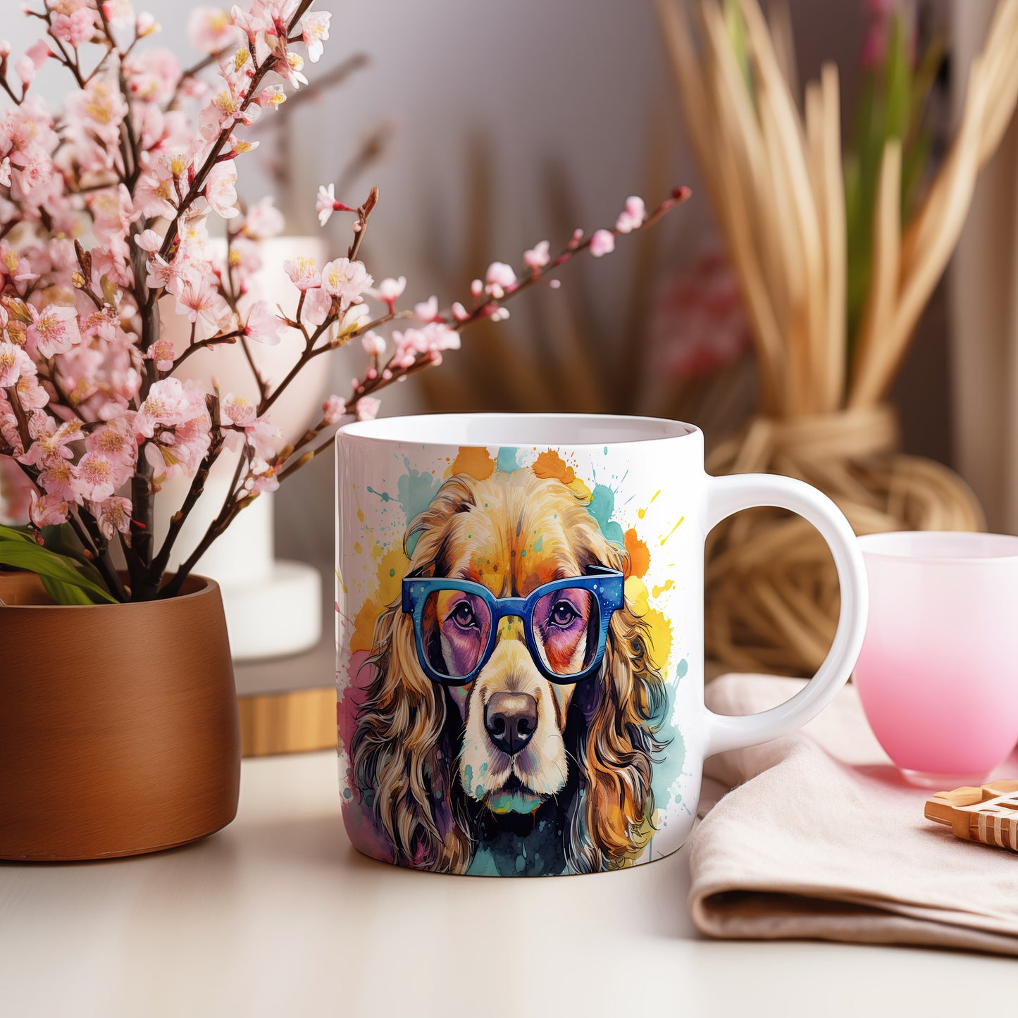 Hrnek s cocker španělem v brýlích – roztomilý design