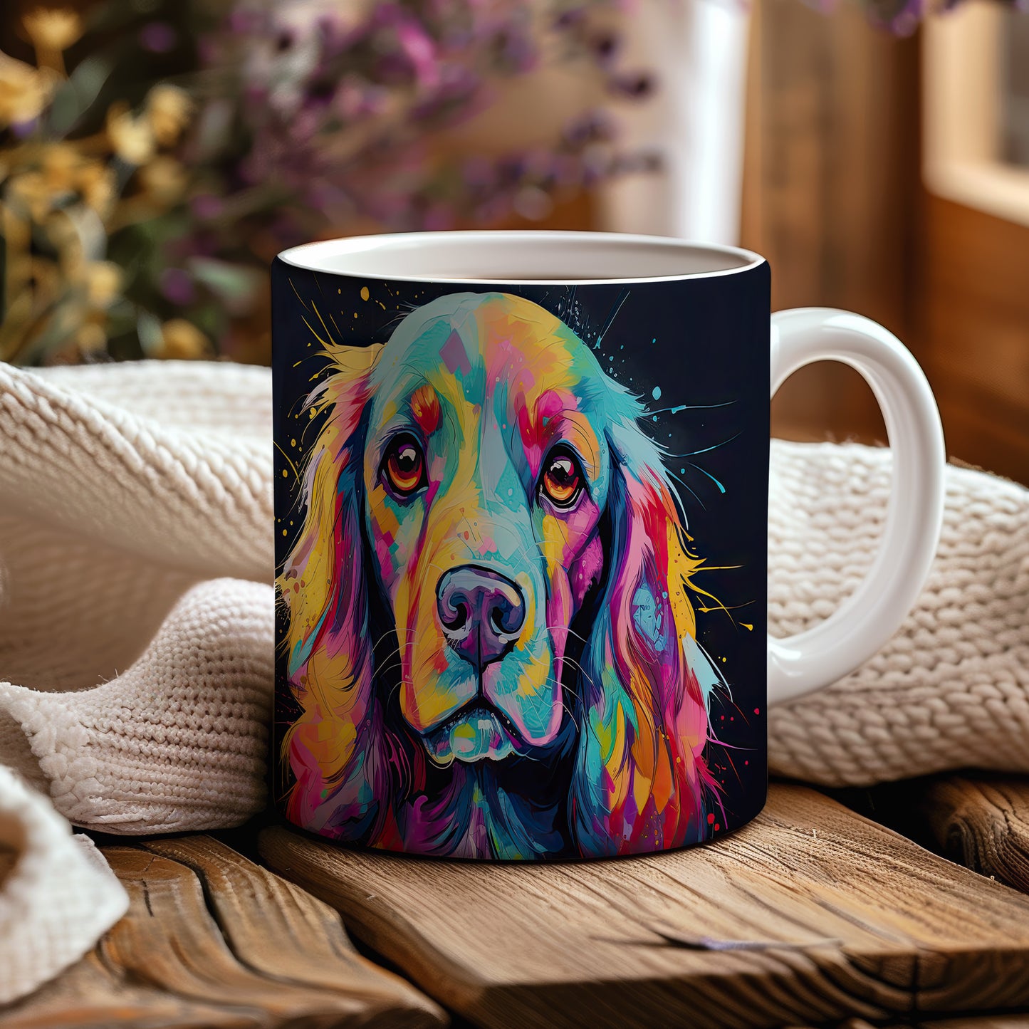 Hrnek s kokršpanělem v pop-art stylu