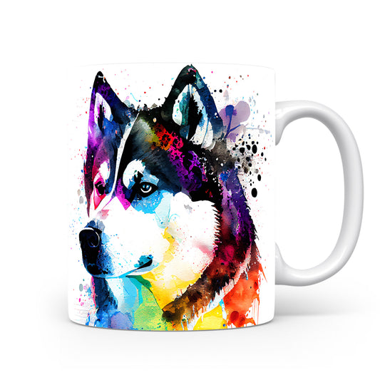 Hrnek s barevným portrétem huskyho