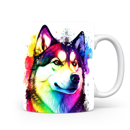 Hrnek s barevným motivem huskyho