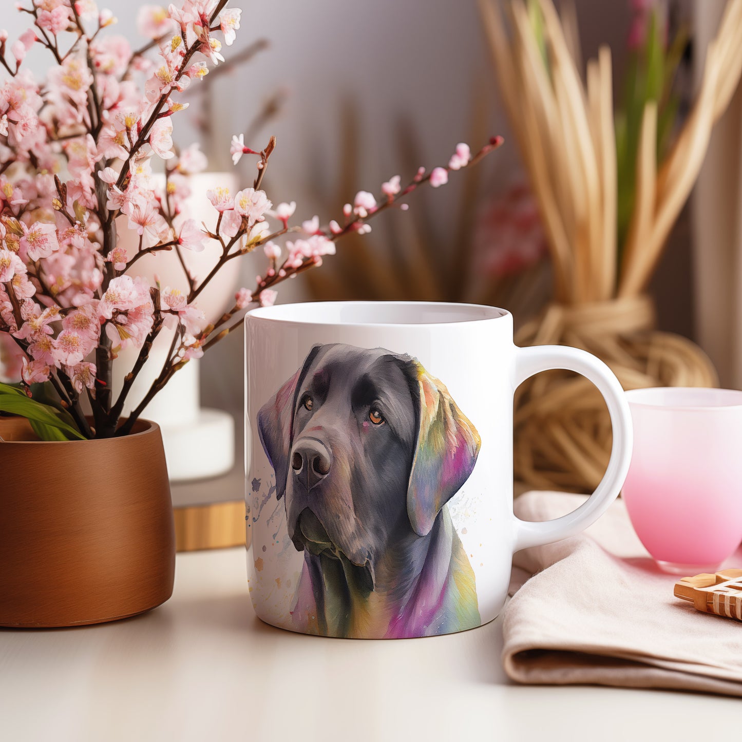Hrnek s labradorem v pestrých barvách – výrazným designem